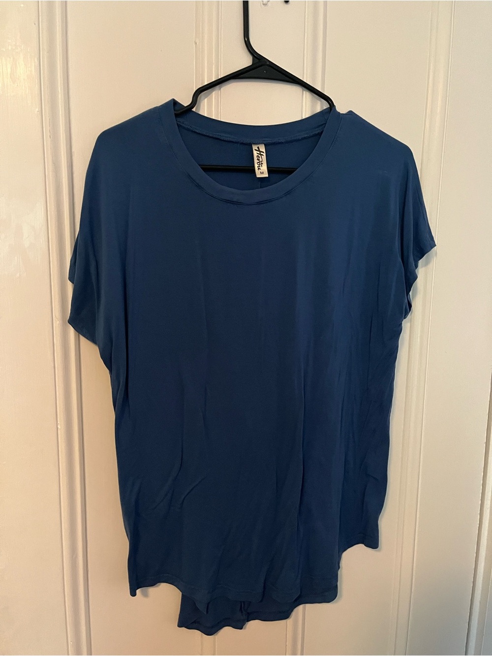 Flowy Blue T-Shirt with Curved Hem